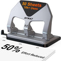AFMAT 3 Hole Punch Heavy Duty, 50-Sheet Three Hole Punch, 50% Reduced Effort by AFMAT