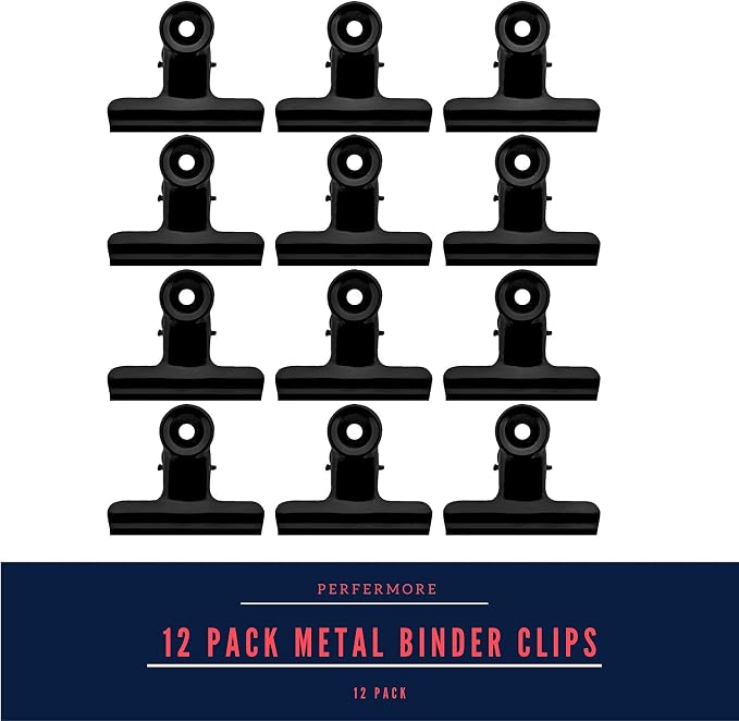Performore 12 Pack of Black Bulldog Clips, 2 1/2 Inch Large, Metal Hinge Paper - Image 4