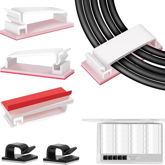 Under Desk Cable Management Clips, Wire Organizer Clips by TidyHelper