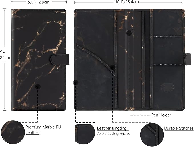 TOURSUIT Car Registration Insurance Card Holder, Marble Black | Vehicle License - Image 4