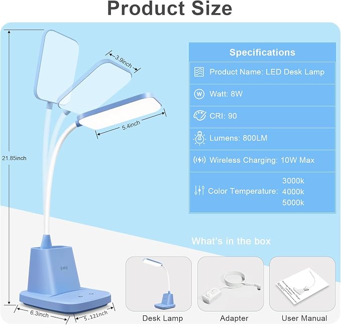 Small Desk Lamp, Wireless Charger LED Desk Lamps - Image 6