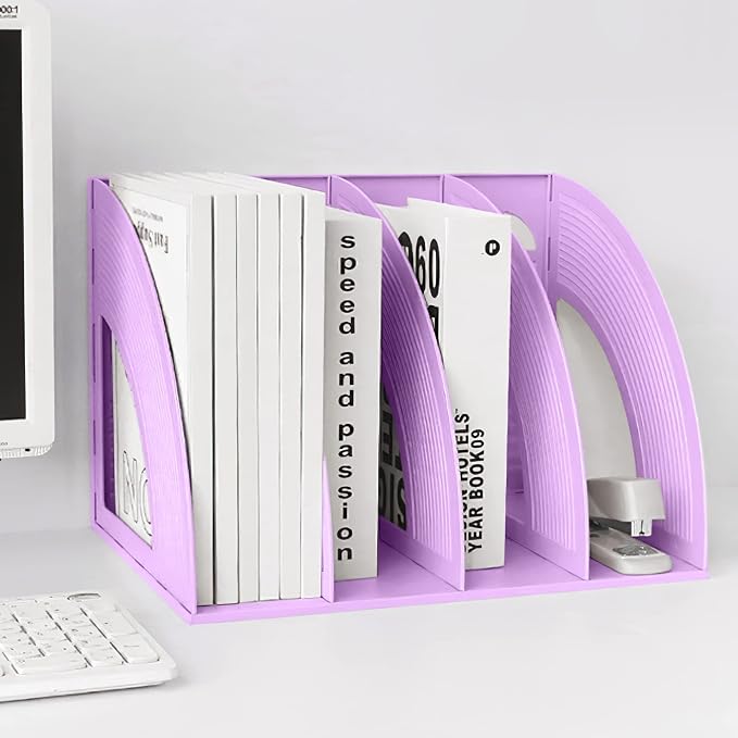 SAYEEC Sturdy Magazine Holder 4 Compartments Plastic Desktop File Organizer - Image 5