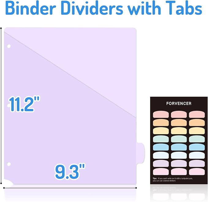 Forvencer 8 Count Dividers for 3 Ring Binder, 8 tabs Binder Dividers - Image 4