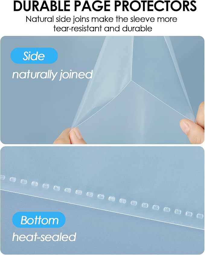 KTRIO No Holes Sheet Protectors 8.5 x 11, 100 Pack Heavy Duty Paper Sleeves | - Image 5