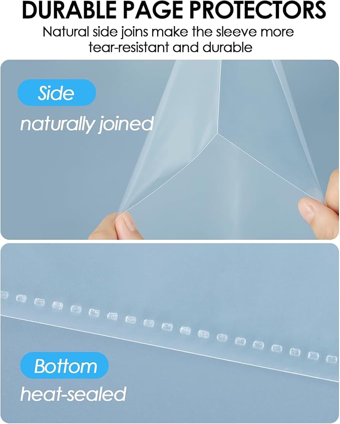 KTRIO No Holes Sheet Protectors 8.5 x 11, 50 Pack Heavy Duty Paper Sleeves | - Image 5