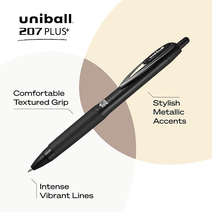 uniball 207 Plus+ Retractable Gel Pens, Medium Point, 4 Pack - Image 3