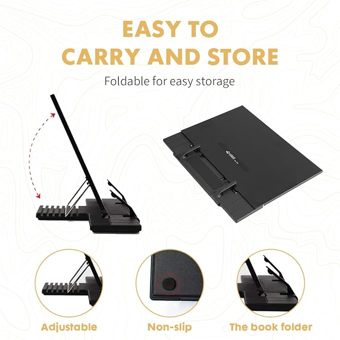 Barelove Desktop Document Book Holder, Metal Foldable Reading Rest Book Stand - Image 2