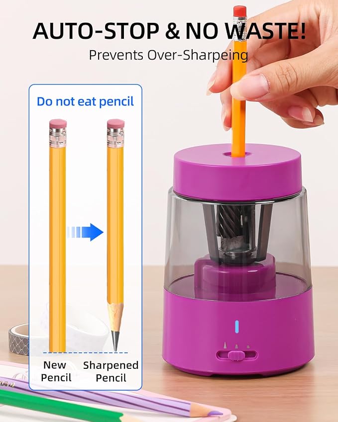 ZMOL Electric Rechargeable Pencil Sharpener, Automatic Colored Pencil Sharpener - Image 4