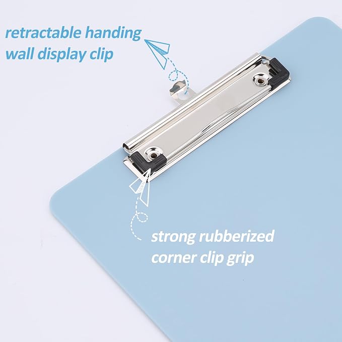 6 Pack Plastic Clipboards with Low Profile Clip, Hanging Clipboards Bulk - Image 4