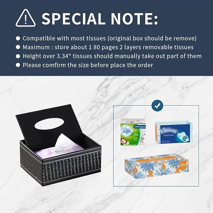 PU Leather Household Office Rectangular Tissue Box Storage Organizer Box | - Image 7