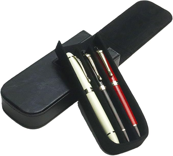 PU Leather Triple Pen Case Pencil Pouch Holder - Image 8