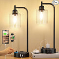 Industrial Nightstand Lamps for Bedrooms Set of 2 by Innqoo