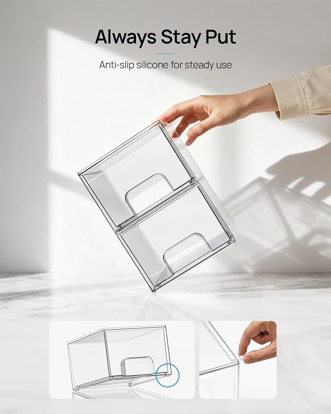 Vtopmart 10 Pack Small Clear Stackable Storage Drawers, Acrylic Bathroom Makeup - Image 6