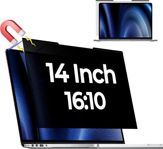 Magnetic Laptop Privacy Screen for 14 Inch 16:10, that Screen Size is 11.87 in by Halloive