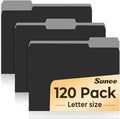 SUNEE File Folders, 120 Pack Manilla Folders 8.5 x 11, 1/3 Cut Tab by SUNEE