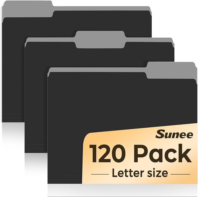 SUNEE File Folders, 120 Pack Manilla Folders 8.5 x 11, 1/3 Cut Tab by SUNEE