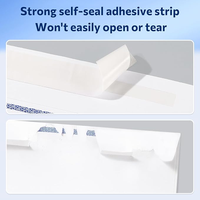SUNEE #10 Security-Tinted Self Seal Envelopes – 500 Pack White Windowless - Image 4