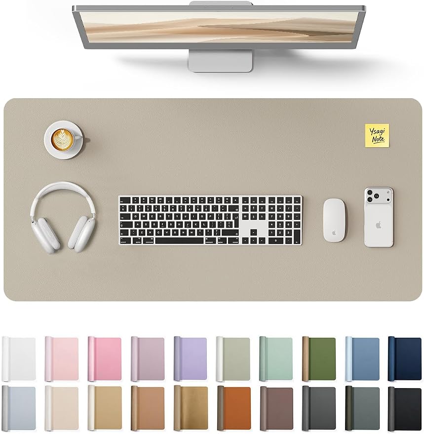 YSAGi Leather Desk Pad Protector, Office Desk Mat, Large Mouse Pad, Non-Slip PU by YSAGi