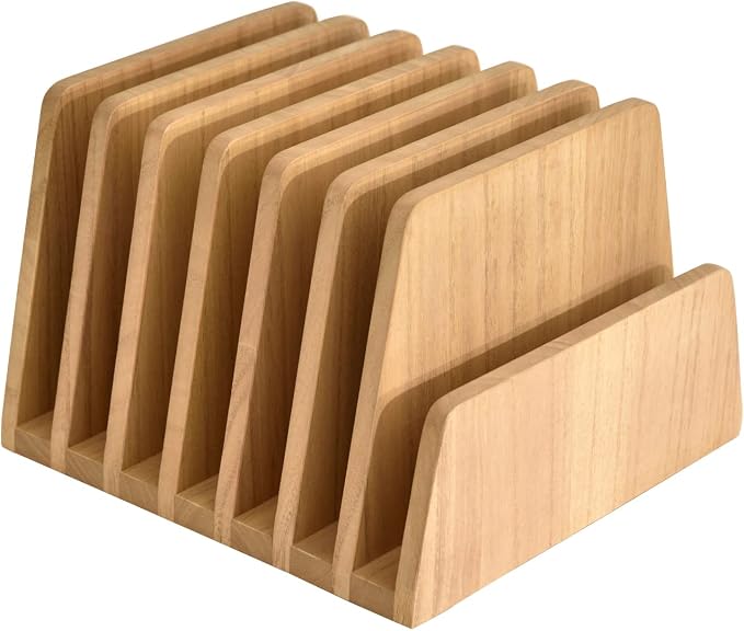 KIRIGEN Wooden Desk Mail Organizer, 7-Slot File Holder and Letter Sorter Wood by KIRIGEN