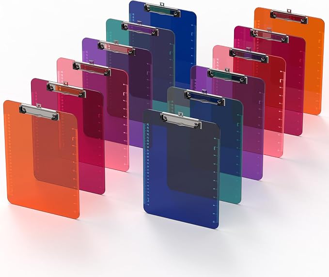 Plastic Clipboards, 8.5x11 Clear Clip Board by Macroclo