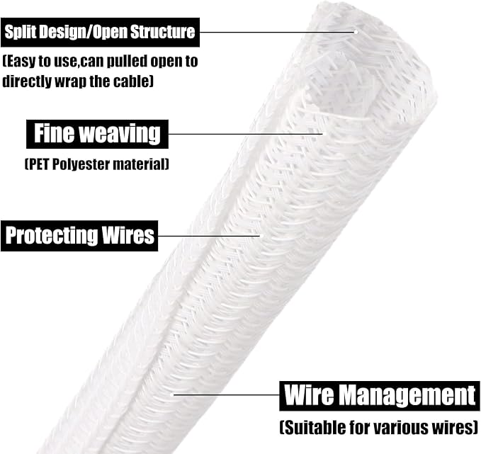 10ft PET Braided Cable Sleeve 1/8 inch Wire Protector Cable wrap Wire Covers - Image 3