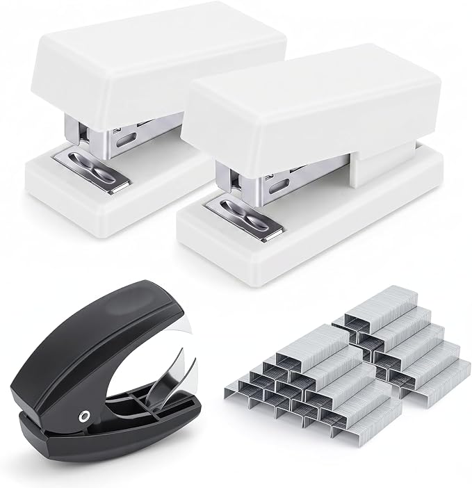 Mini Stapler with 2000 Staples, 30 Sheet Capacity, Jam-Free Small Desktop by JEFURE