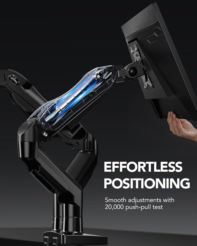 HUANUO FlowLift™ Dual Monitor Stand, Fully Adjustable Gaming Monitor Desk Mount - Image 5