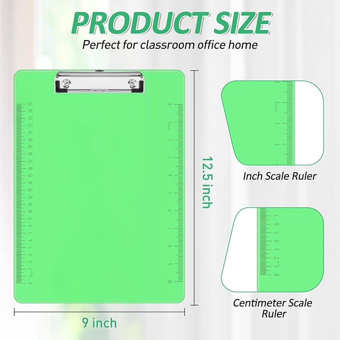 Plastic Clipboards, PANDRI 6 Pack Clear Colored Clipboards, Low Profile Clip - Image 2
