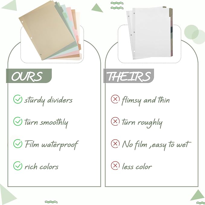 Honoson 12 Sets 8 Tab Dividers for 3 Ring Binders Plastic File 8.5 x 11 Inch - Image 4