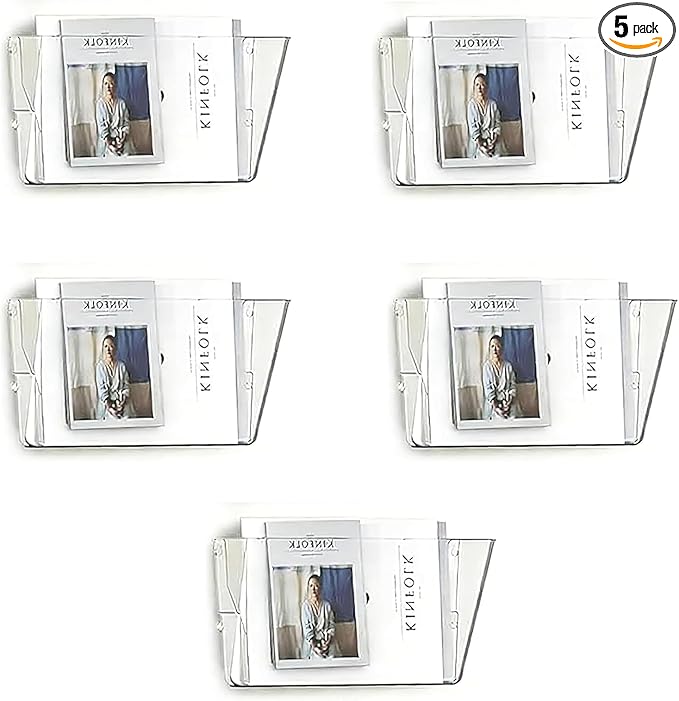 MINDEPOT 5 Pockets Acrylic Wall File Organizer, Plastic Hanging Wall File Holder by MINDEPOT
