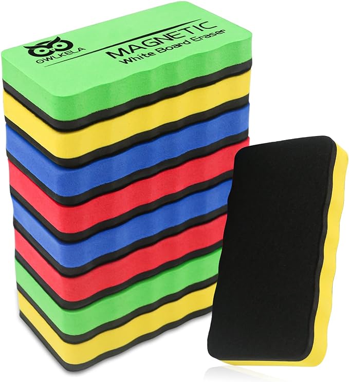 OWLKELA Dry Erase Erasers, Magnetic Whiteboard Erasers 8 Pack by OWLKELA