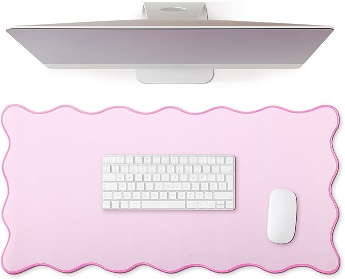 Hahafelt Scalloped Desk Mat Large Desk Pad Cute Coquette Table Mat Back to by Hahafelt