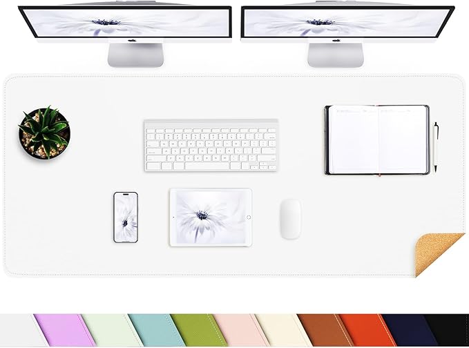 AFIING Cork Desk Mat 55" x 17", Dual-Sided Natural Cork & PU Leather Desk Pad by AFIING