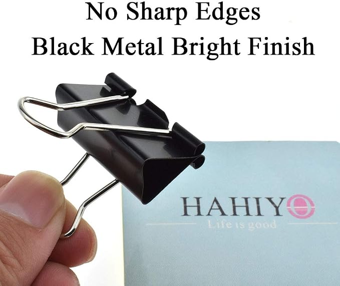 HAHIYO Binder Clips Paper Clamps Spring Steel Sturdy Medium 1.26 inches Width - Image 5
