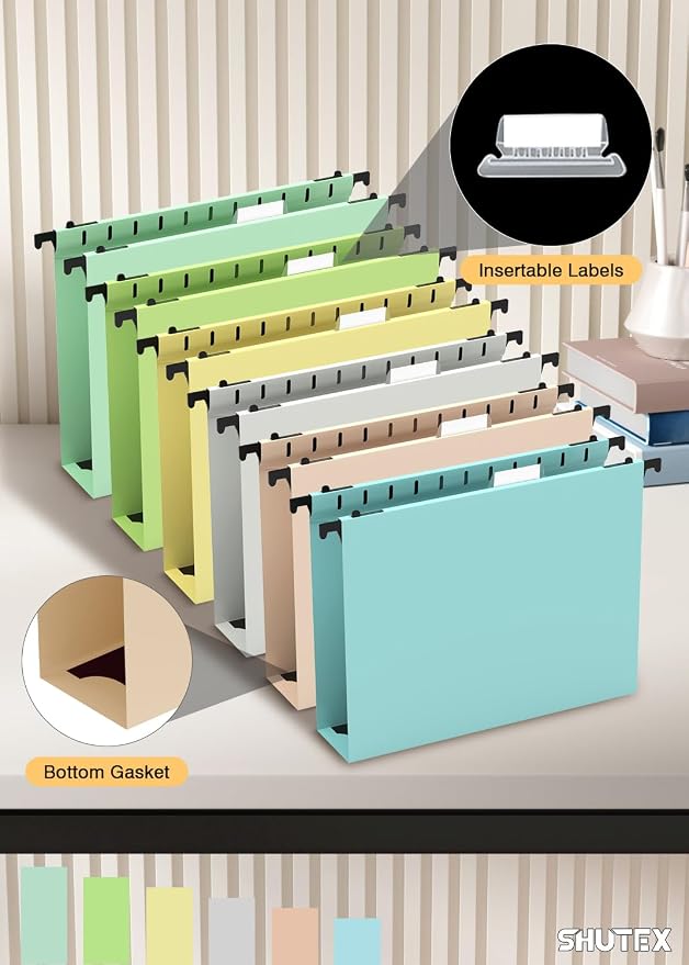 Extra Capacity Plastic Hanging File Folder, 12 Pack Reinforced Hang Folders - Image 5