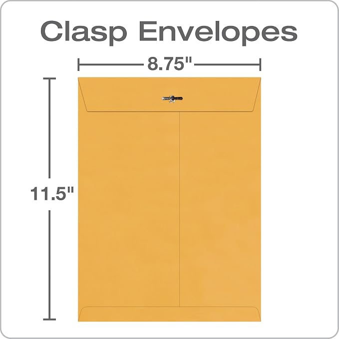Quality Park 8-3/4 x 11-1/2 Clasp Envelopes, Clasp and Gummed Closures - Image 2