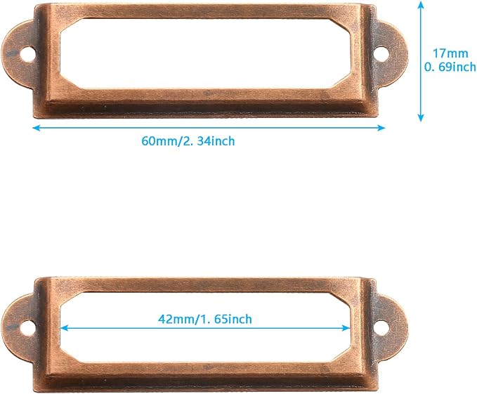 Piutouyar 40Pcs Antique Label Holder 60mm x 17mm Metal Name Card Frame - Image 2