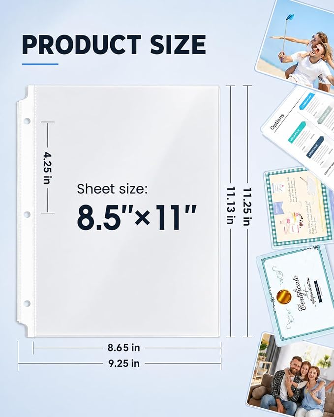 KTRIO Sheet Protectors for 3 Ring Binder 1200 Pack Plastic Sleeves 8.5 x 11 | - Image 7