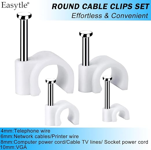 Cable Wire Clips 4mm 6mm 8mm 10mm Cable Management RG6 RG59 CAT5 CAT6 RJ45 - Image 6