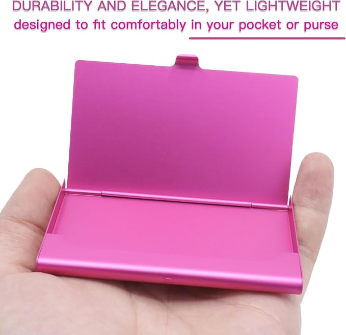 2-Pack Rose Red Aluminum Business Card Holder Slim Flip Pocket Case | aluminum - Image 8