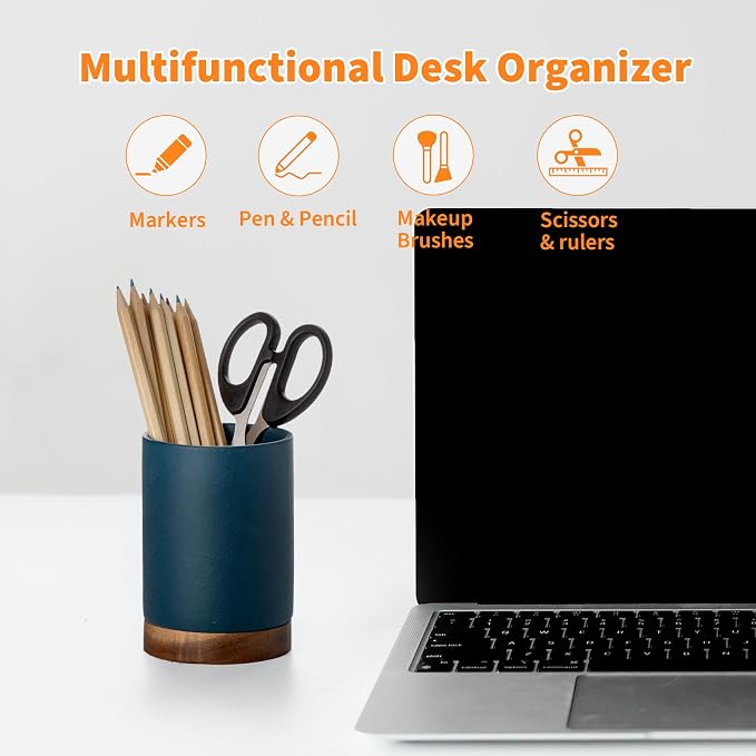 Pen Holder for Desk, Ceramic Pencil Organizer & Makeup Brush Holder, Office - Image 4