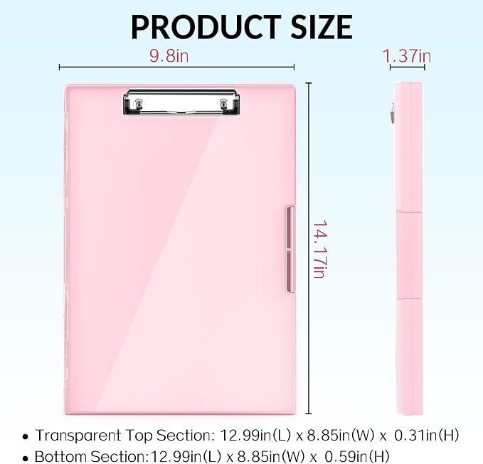 Sooez Clipboard with Storage, Heavy Duty Cleaview Clip Boards 8.5x11 with Dual - Image 6