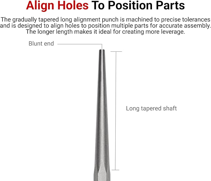 TEKTON 1/4 Inch Long Alignment Punch | 66277 | Made in USA - Image 2