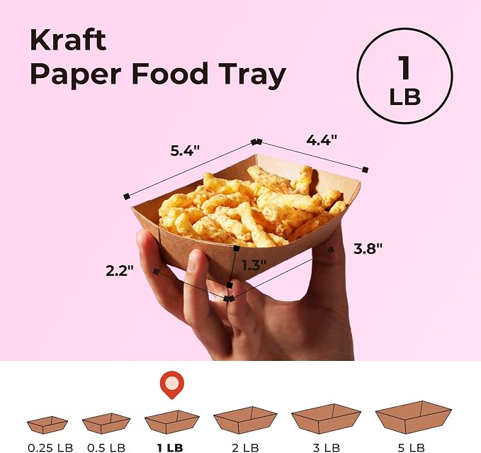 Fit Meal Prep [250 Pack 1 lb Paper Food Boats Heavy Duty Disposable Food Trays - Image 2