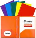 SUNEE 2 Pocket Folders with Prongs Plastic Folders with Pockets and Prongs Fit by SUNEE