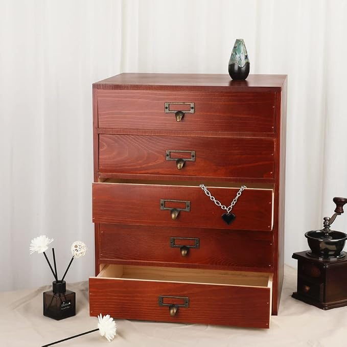 GoooodGIFT Large Wooden Drawer Rustic Desk Organizers and Accessories Wooden - Image 4
