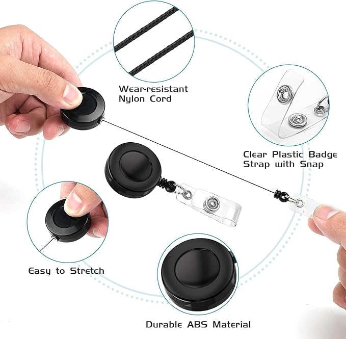 100 Pack Retractable Name Badge Holder Reel - Image 4