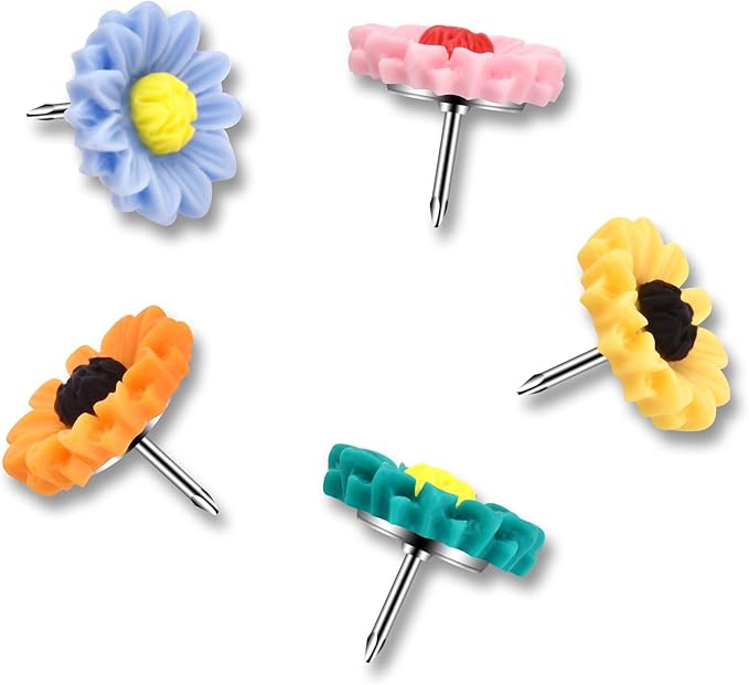 40Pcs Push Pins, Thumb Tacks for Bulletin Board, Flower Decorative Pins and - Image 3