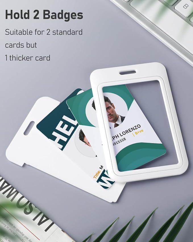 Uniclife 3 Pack Sliding ID Badge Holder Vertical Hard Plastic Case - Image 2