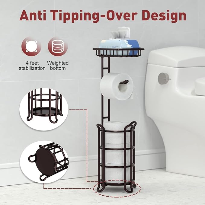 Toilet Paper Holder Stand Tissue Paper Roll Dispenser - Image 2